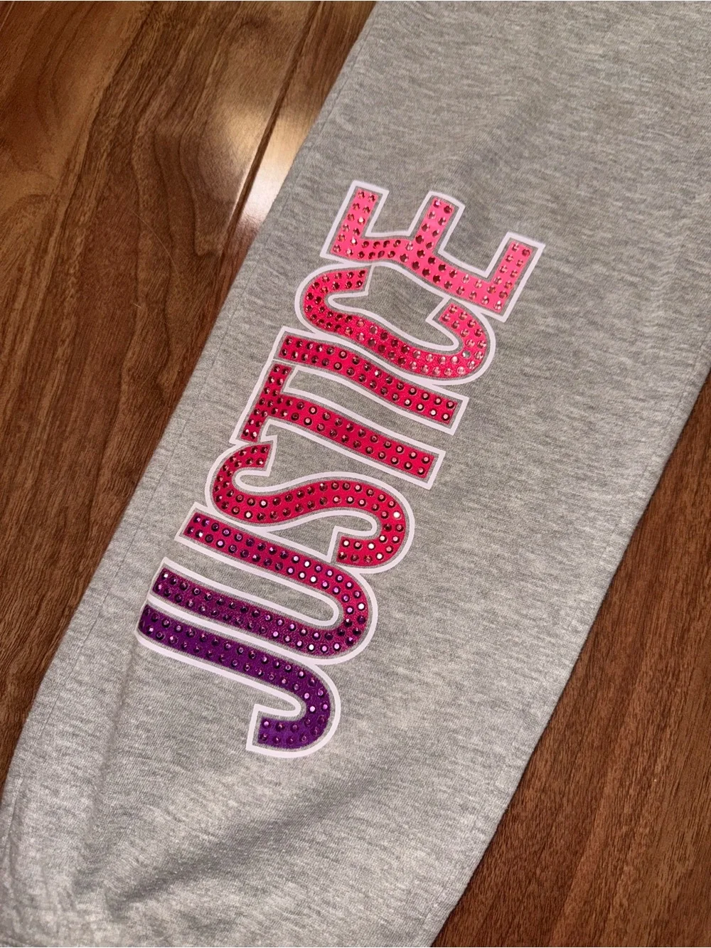 Justice Gray Hoodie & Jogger Set with Pink and Purple Heart Design